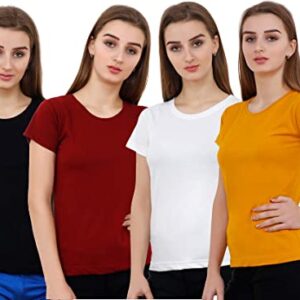 Pack of 4 plain t-shirts for Women