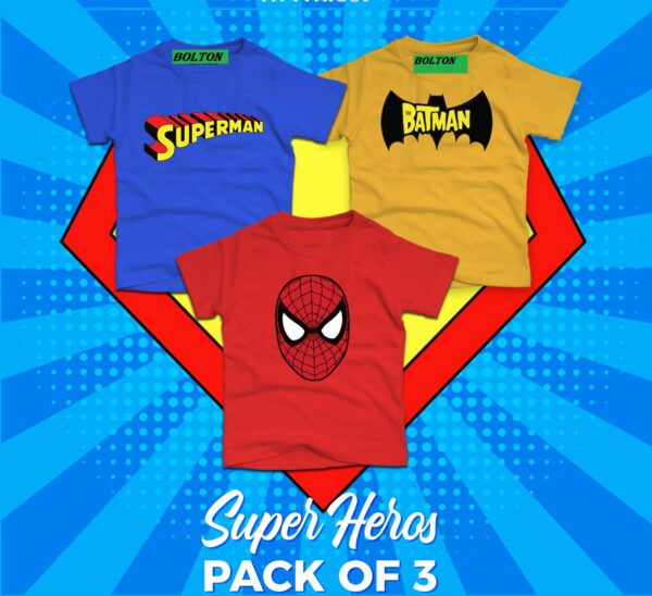 Bundle of 3 - Super Heroes t-shirts for Kids