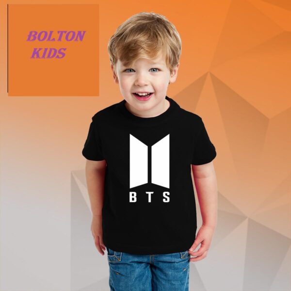 BTS Cotton half sleeves t-shirt for Kids - Black