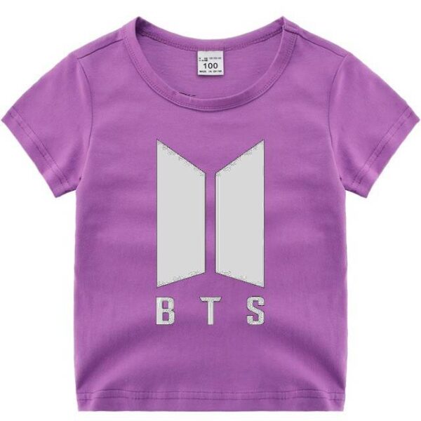 BTS Cotton half sleeves t-shirt for Kids - Purple