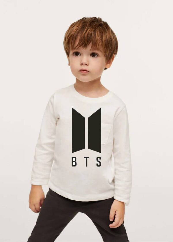 BTS Cotton full sleeves t-shirt for Kids - White