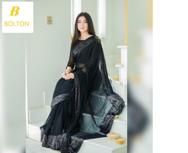 Stylish Black Chiffon saree for women