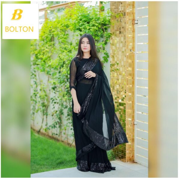 Stylish Black Chiffon saree for women - Image 2