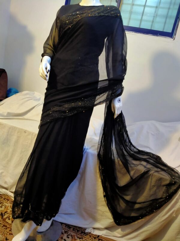 Stylish Black Chiffon saree for women - Image 4