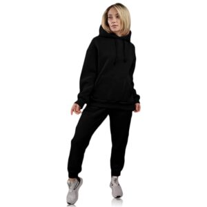 hood tracksuit women black