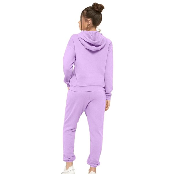 Purple Lilac Fleece Hood Tracksuit for Women - Image 4