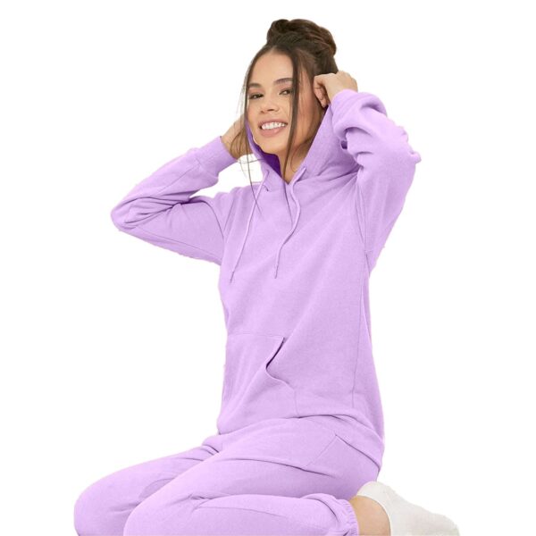 Purple Lilac Fleece Hood Tracksuit for Women - Image 2