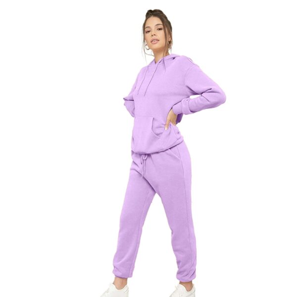Purple Lilac Fleece Hood Tracksuit for Women - Image 3