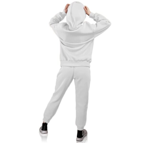 White Fleece Hood Tracksuit for Women - Image 2