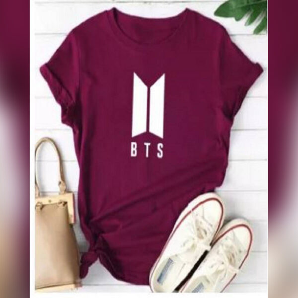 BTS T Shirt for Women - Maroon - Image 2