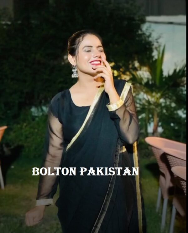 Stylish Chiffon saree for women and girls - Black - Image 3