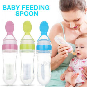 90ml New Silicone Baby Spoon Boon Training Scoop Feeding Rice Cereal Bottle Baby Feeding Spoons