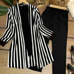 3 Pcs Gown Style Linen Boski Suit for Women and Girls