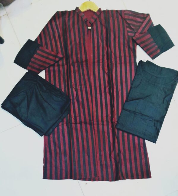 3 Pcs Gown Style Linen Boski Suit for Women and Girls - Image 2