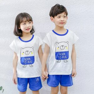 Kids Jersey Summer Suit Short and T-Shirt - Blue