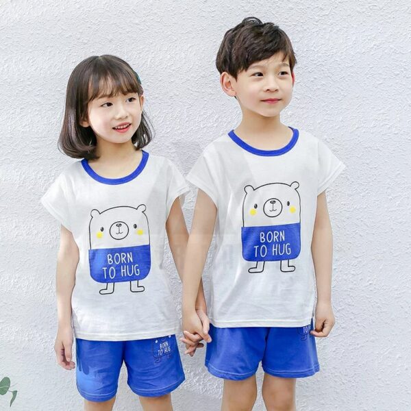 Kids Jersey Summer Suit Short and T-Shirt - Blue