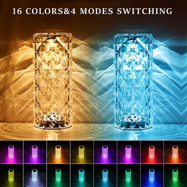 Crystal Diamond Table Lamp16 Color Changing Touch Control - Image 4