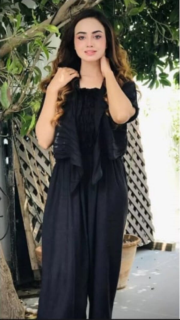 Black Linen Jumpsuit with Koti for Women
