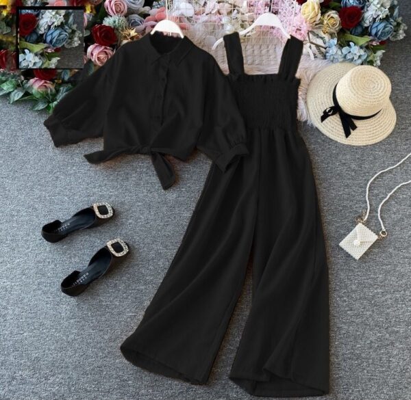 Black Linen Jumpsuit with Koti for Women - Image 5