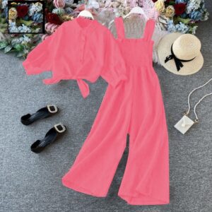 Pink Linen Jumpsuit with Koti for Women