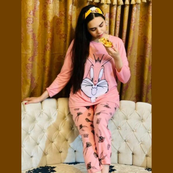 Pink Bunny Night Suit for Girls and Women
