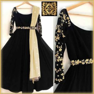 Black Shamroz Silk Maxi Dress for Women