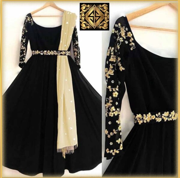 Black Shamroz Silk Maxi Dress for Women