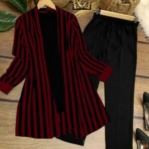 3 Pcs Gown Style Linen Boski Suit for Women and Girls