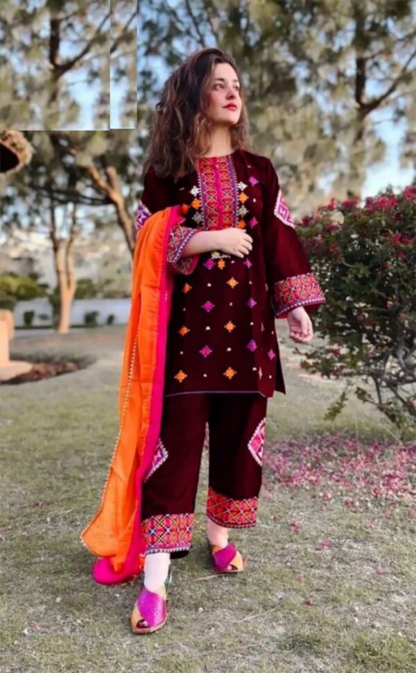 Boski Linen Traditional Dress 2 Pcs - Image 3