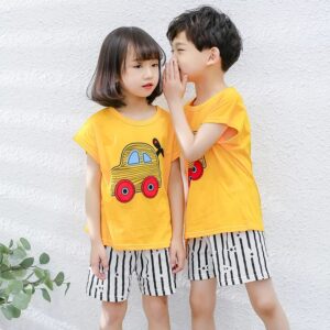 Kids Jersey Summer Suit Short and T-Shirt - Yellow