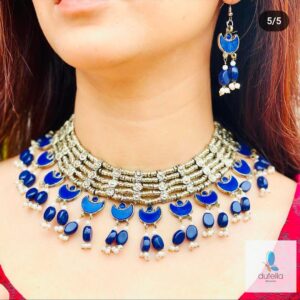 Afghani Jewelry Set Necklace and tops Blue