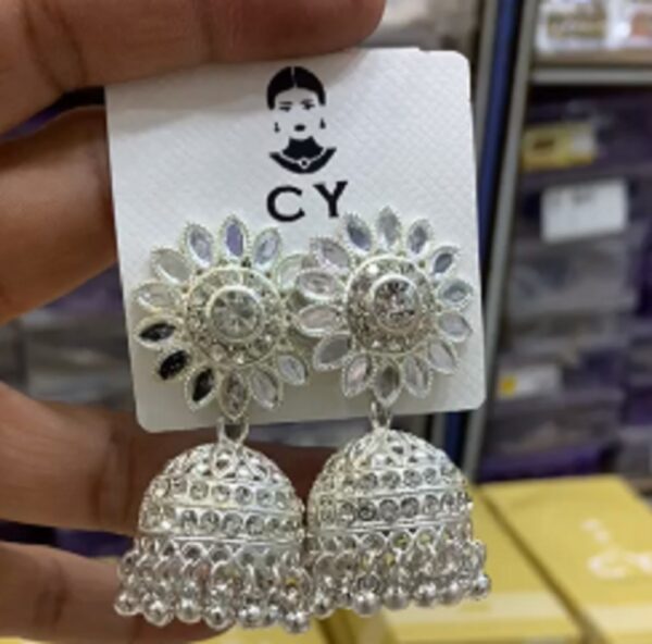 Indian Mirror Jhumka Drop Earrings - Image 2