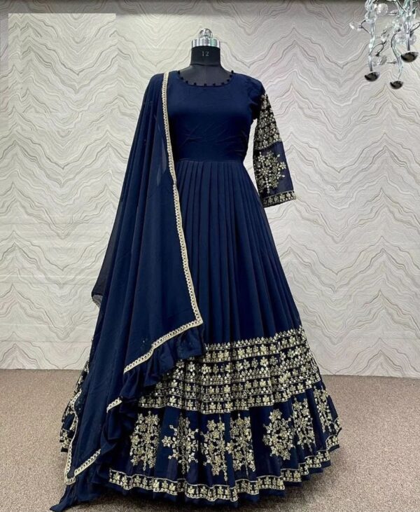 Border Sleeves Mini Star Heavy Embroidery Maxi With Dupatta 3 Pcs - Image 2