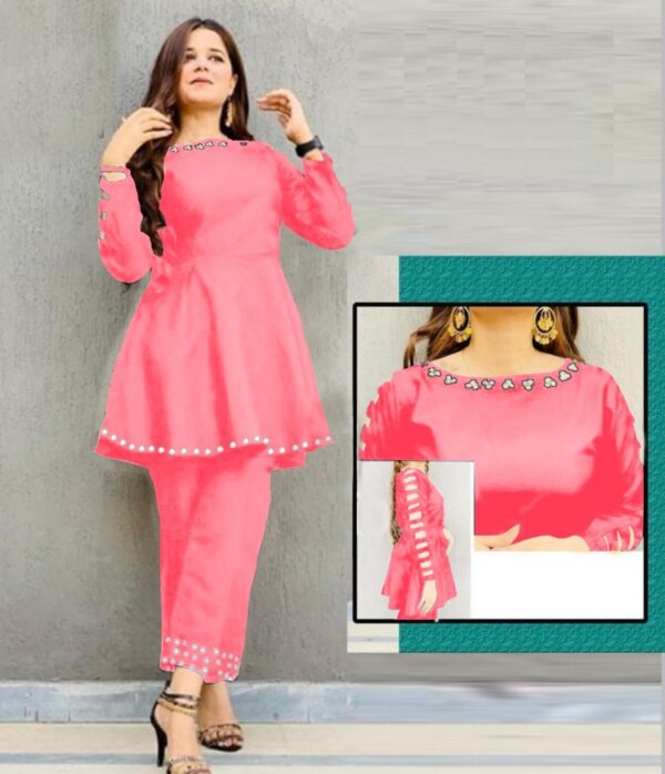 Touching pulse & stylish cutwork sleeves Dress 2 pcs - Image 2