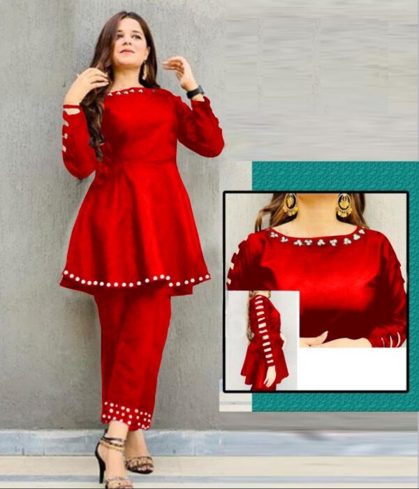 Touching pulse & stylish cutwork sleeves Dress 2 pcs
