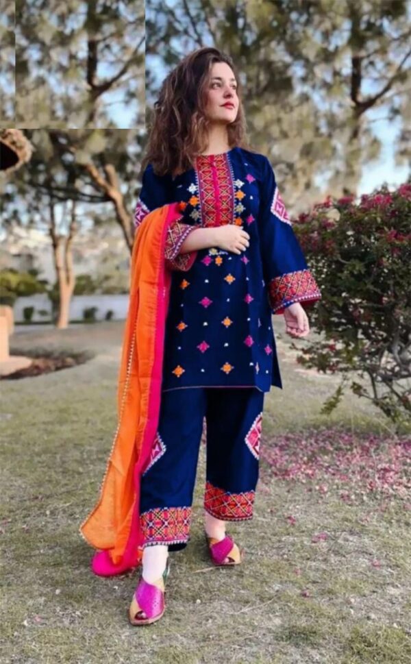 Boski Linen Traditional Dress 2 Pcs - Image 4