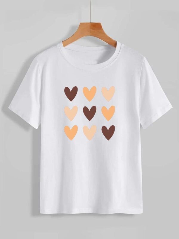 Heart Printed T-Shirt for Women - Image 4