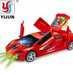 Sports Car 360 degree rotation doors opening music 3d projection flashing disco lights racing battery operated electric toys for kids