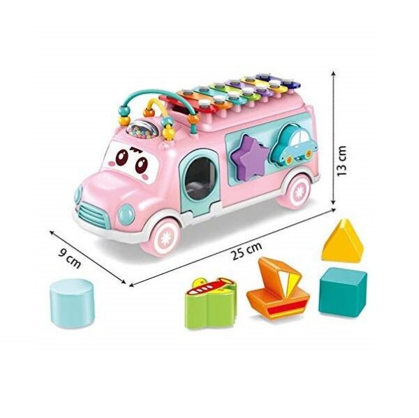 Plastic Musical Bus Toy with Xylophone & Shape Sorter Push & Pull Toys for Kid - Image 3