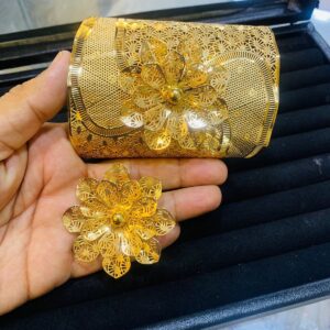 Luxury gold plated big bangle with ring