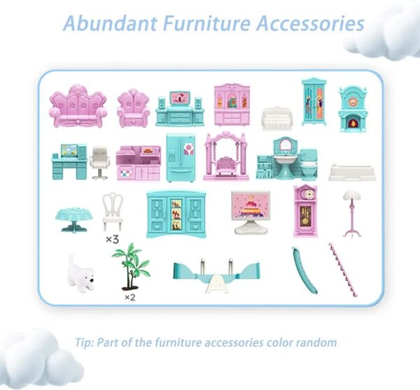 Doll House Set with Rooms and Furniture Accessories Play Dream House for Girls - 3 Storey's - Image 11