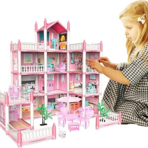 Doll House Set with Rooms and Furniture Accessories Play Dream House for Girls - 3 Storey's
