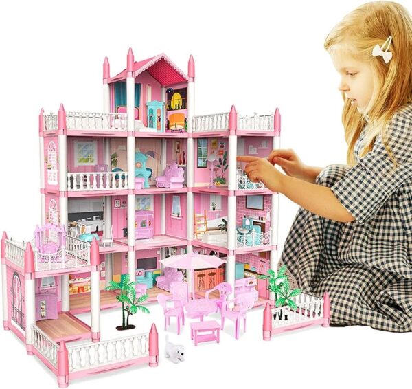 Doll House Set with Rooms and Furniture Accessories Play Dream House for Girls - 3 Storey's