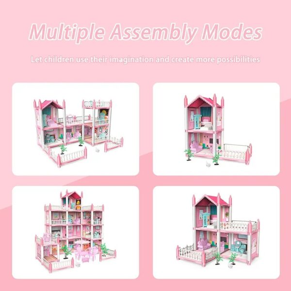 Doll House Set with Rooms and Furniture Accessories Play Dream House for Girls - 3 Storey's - Image 13