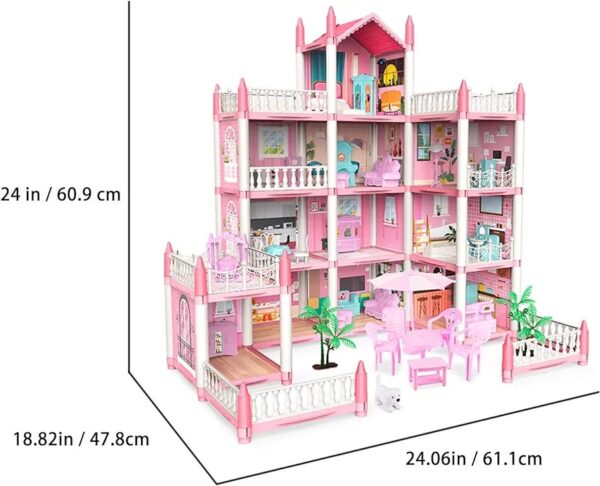 Doll House Set with Rooms and Furniture Accessories Play Dream House for Girls - 3 Storey's - Image 5