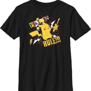 Kids Pokemon Rule Guitar Boys Short Sleeve Tee Shirt