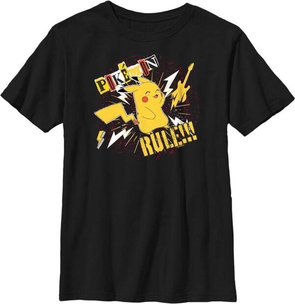 Kids Pokemon Rule Guitar Boys Short Sleeve Tee Shirt