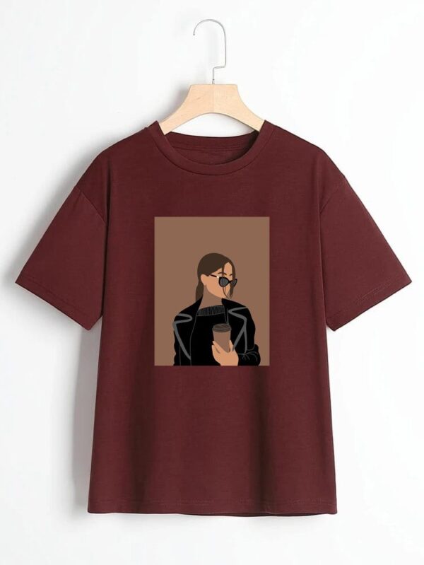 Women face printed t-shirt for Girls - Image 2
