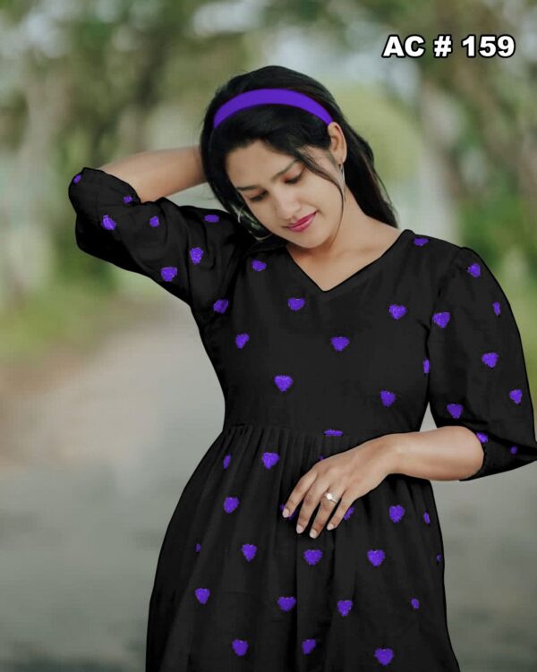Heart Embroidery Jhabla Style Top - Image 3