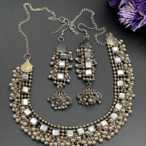 Indian Oxidized Necklace and Earrings Set